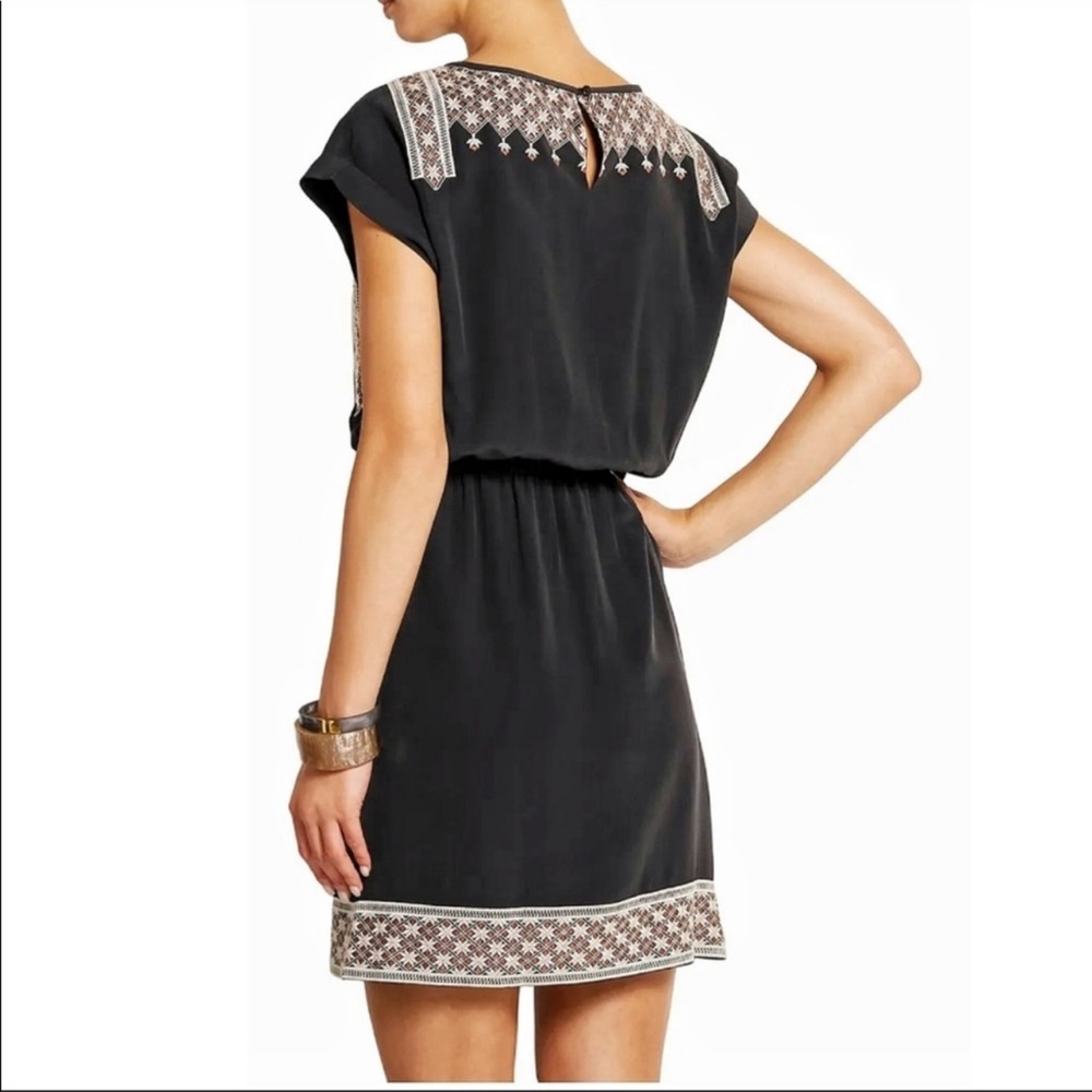 Madewell Black Dress with White and Brown Embroidery - Picture 4 of 7